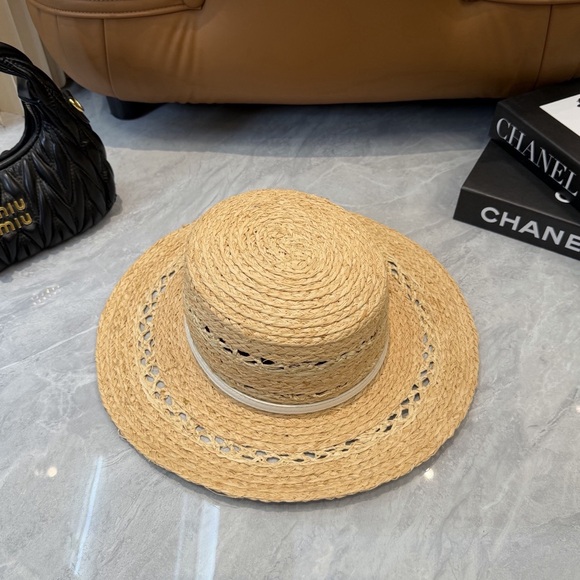 ✨ Prada Raffia Boater Hat with White Leather Band ✨ main image 6
